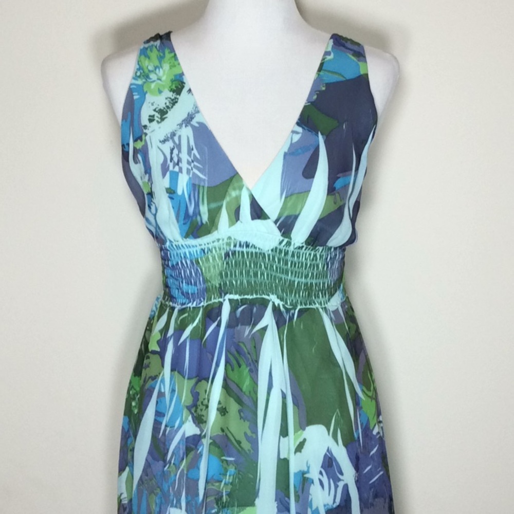Multicolored Backless Full Length Maxi Sundress